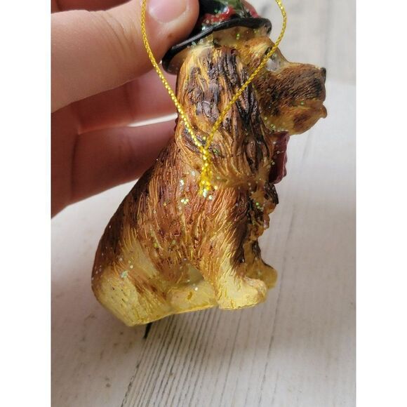Top Hat dog glitter mistletoe ornament Xmas decor - Picture 5 of 7